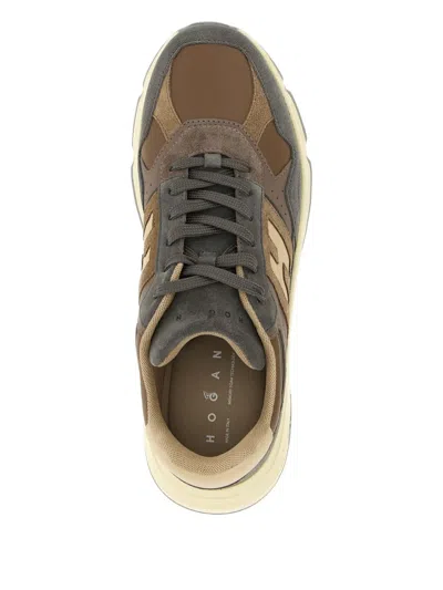 Hogan Perforated Lightweight Sneakers Rubber Sole In Brown