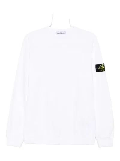 Stone Island 6100028 Logo-patch Crew-neck Sweatshirt In White