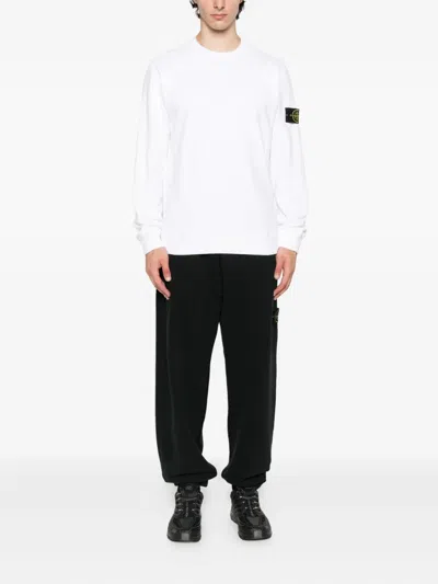 Stone Island 6100028 Logo-patch Crew-neck Sweatshirt In White