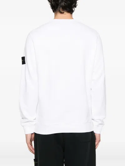 Stone Island 6100028 Logo-patch Crew-neck Sweatshirt In White