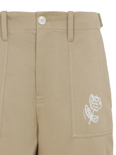 Marni Rose Embroidered Cotton Gabardine Pants