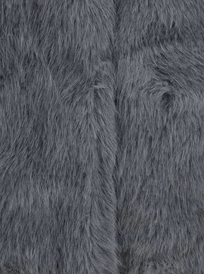 Plain Fake Fox Fur Jacket In Gray