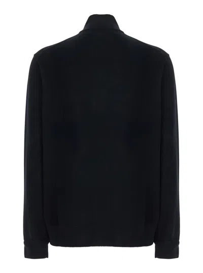 Polo Ralph Lauren Black Cardigan With High Neck And Pony Embroidery On The Front In Black