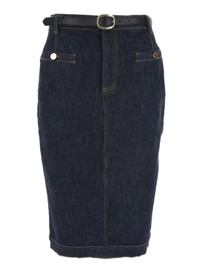 Self-portrait Indigo Denim Midi Skirt