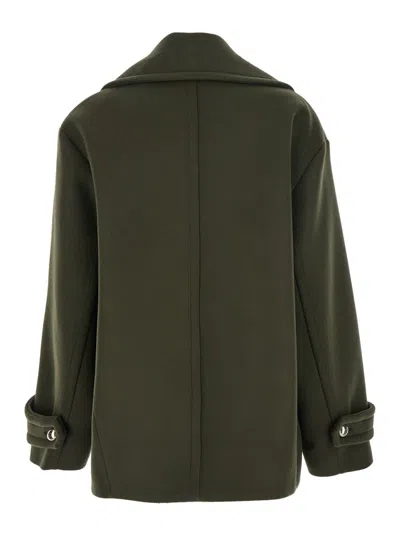Semicouture Double-breasted Button Peacoat In Green