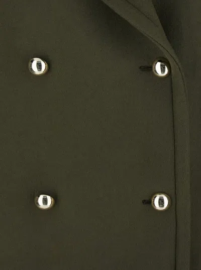 Semicouture Double-breasted Button Peacoat In Green