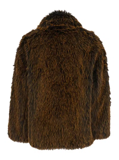 Semicouture Faux-fur Coat In Gold