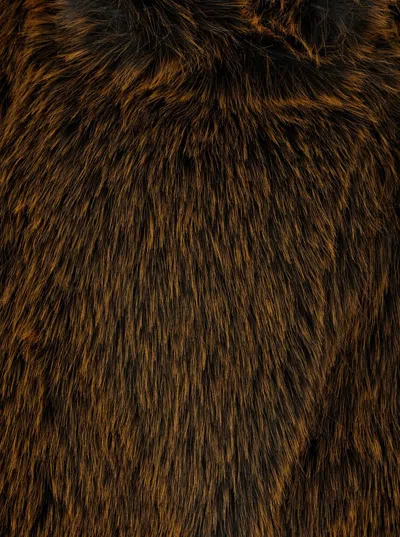 Semicouture Faux-fur Coat In Gold