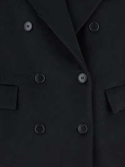 Plain Short Peacoat Double Breasted In Black
