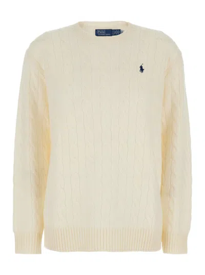 Polo Ralph Lauren Wool And Cashmere Logo Sweater In Neutral