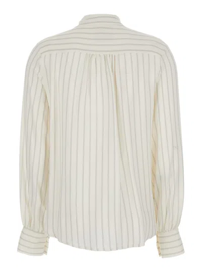 Semicouture Striped Crepe De Chine Shirt In White