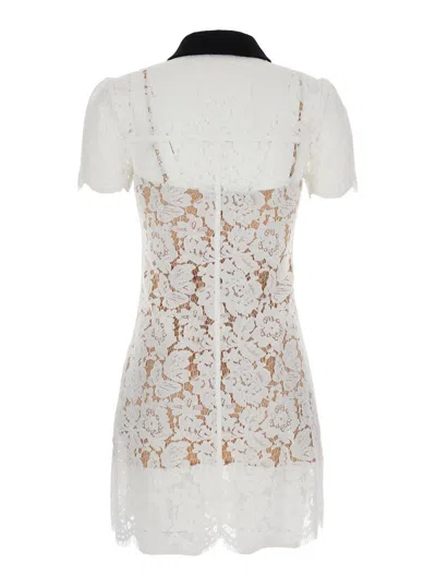 Self-portrait Delicate Lace Dress With Structured Pockets In White