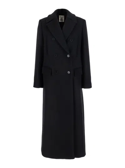 Semicouture Double-breasted Wool Coat In Black