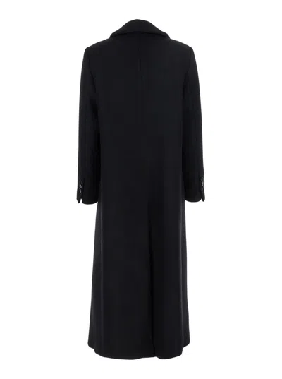 Semicouture Double-breasted Wool Coat In Black
