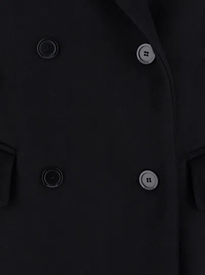 Semicouture Double-breasted Wool Coat In Black