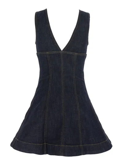 Self-portrait Navy Blue Dress With Bustier Neckline And Zip Detail In Blue