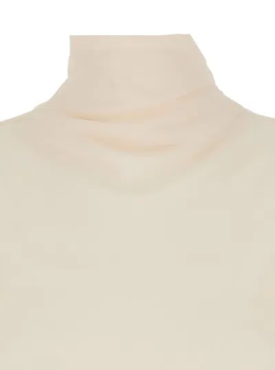 Semicouture Crepe De Chine High Neck Blouse In White