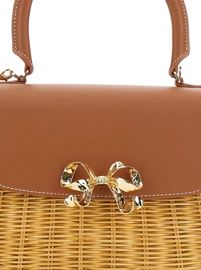 Self-portrait Women Rattan Mini Bow Bag In Brown
