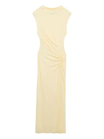 Simkhai Acacia Cowl-neck Gathered Maxi Dress In Yellow