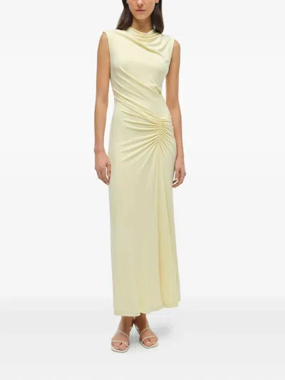 Simkhai Acacia Cowl-neck Gathered Maxi Dress In Yellow