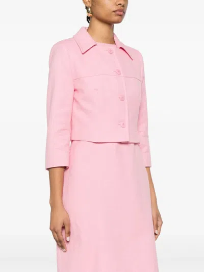 Weekend Max Mara Single Breasted Cropped Jacket In Pink
