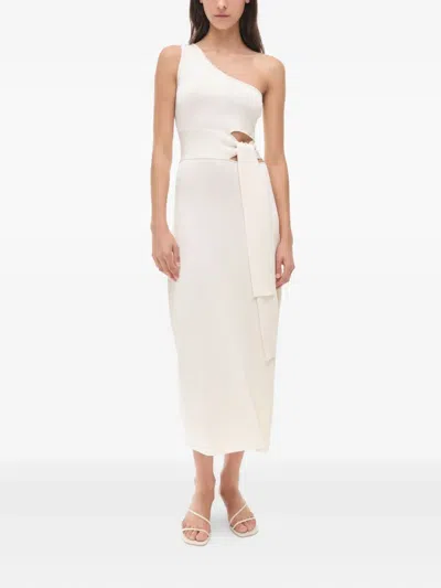 Simkhai Aurelia One-shoulder Cut-out Midi Dress In Neutral