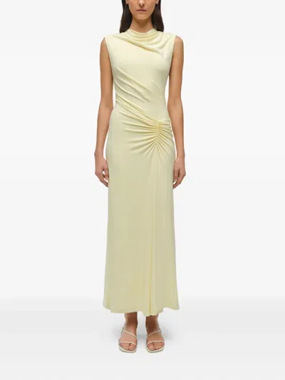 Simkhai Acacia Cowl-neck Gathered Maxi Dress In Yellow
