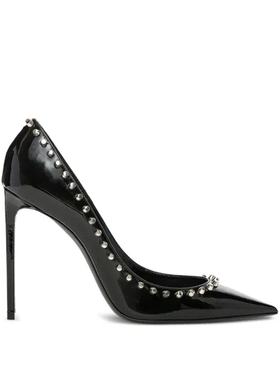 Saint Laurent 105mm Zoe Patent Leather Studded Pumps