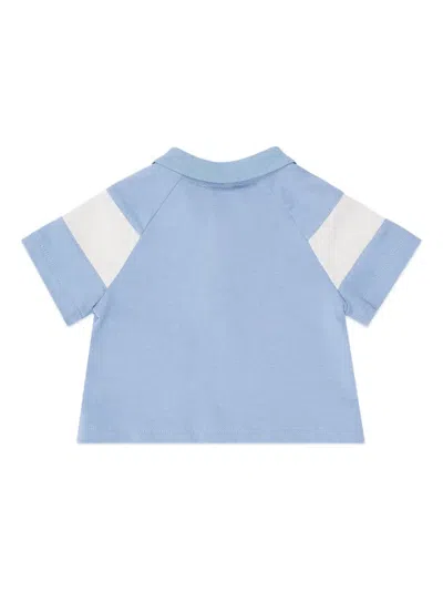 Emporio Armani Embroidered-logo Polo Shirt In Blue