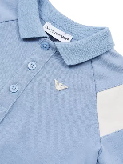 Emporio Armani Embroidered-logo Polo Shirt In Blue