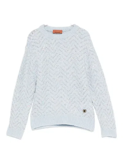Missoni Sequin Chevron Sweater In Blue