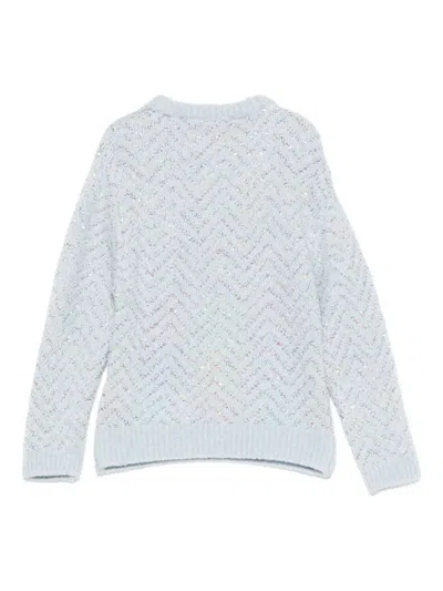 Missoni Sequin Chevron Sweater In Blue