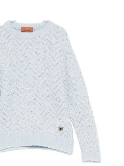 Missoni Sequin Chevron Sweater In Blue