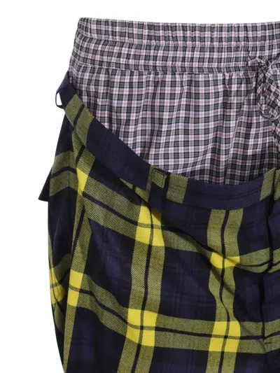 Vivienne Westwood Checkered Trousers Drawstring Button Detail In Yellow