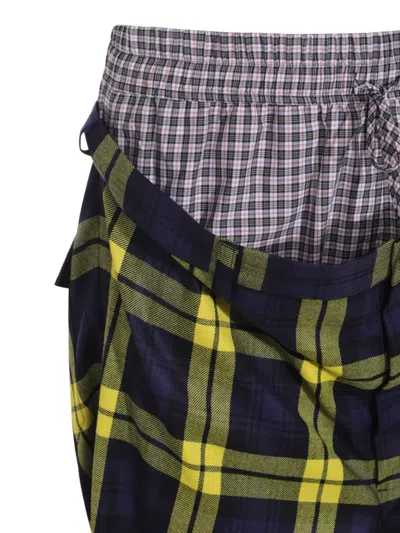 Vivienne Westwood Checkered Trousers Drawstring Button Detail In Yellow