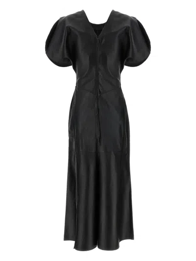 Victoria Beckham Womens Black Slim-fit Ruched Stretch-woven Maxi Dress