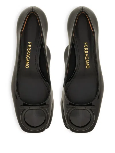 Ferragamo Mara Patent Gancini Block-heel Pumps In Black
