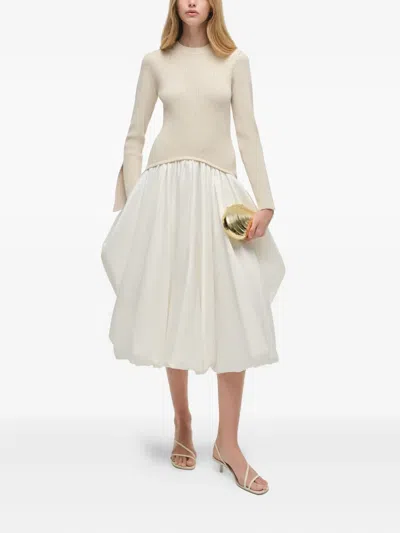 Simkhai Knit-top Balloon-skirt Midi Dress In Neutral