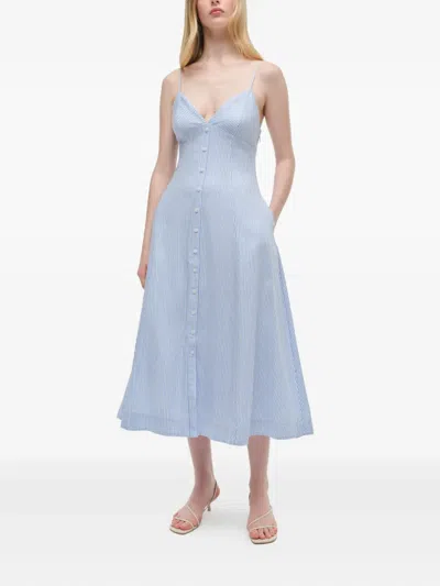 Simkhai Honor Cami Midi Dress In Blue Hydrangea Stripe In Blue