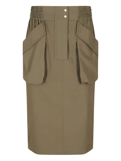 Pinko Pocket-detail Drawstring Midi Skirt In Brown