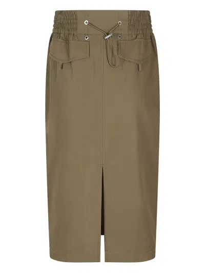 Pinko Pocket-detail Drawstring Midi Skirt In Brown