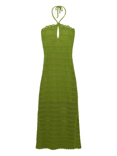 Simkhai Koah Halter-neck Crochet Midi Dress In Green