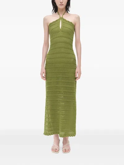 Simkhai Koah Halter-neck Crochet Midi Dress In Green