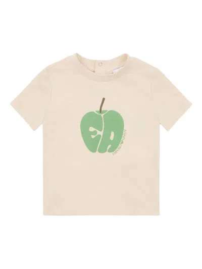 Emporio Armani Apple-print T-shirt In Neutral