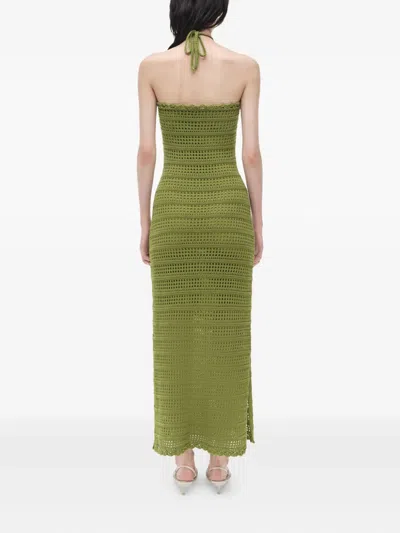 Simkhai Koah Halter-neck Crochet Midi Dress In Green