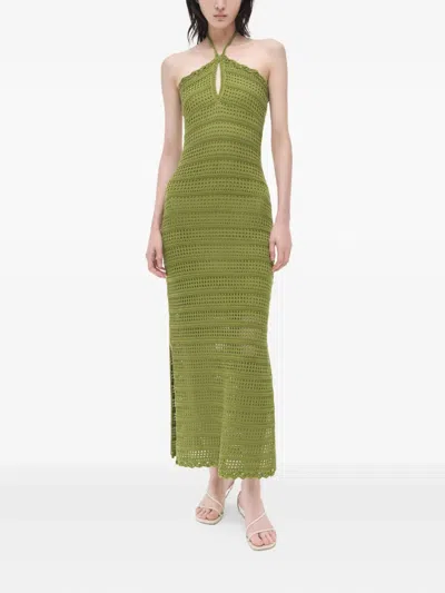 Simkhai Koah Halter-neck Crochet Midi Dress In Green