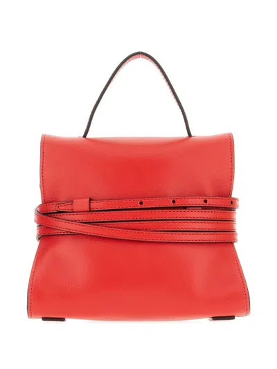 Moschino Tie Me Leather Tote Bag In Pink