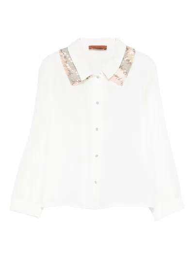 Missoni Sequin-embellished Collar Shirt In White