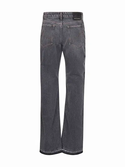 Stella Mccartney Two-tone Double-waistband Jeans In Black