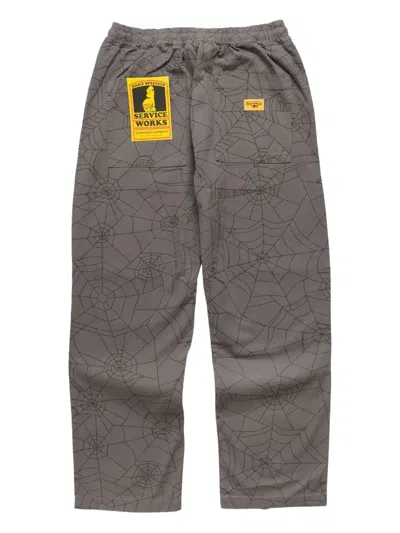 Service Works Spiderweb-pattern Drawstring Trousers In Brown